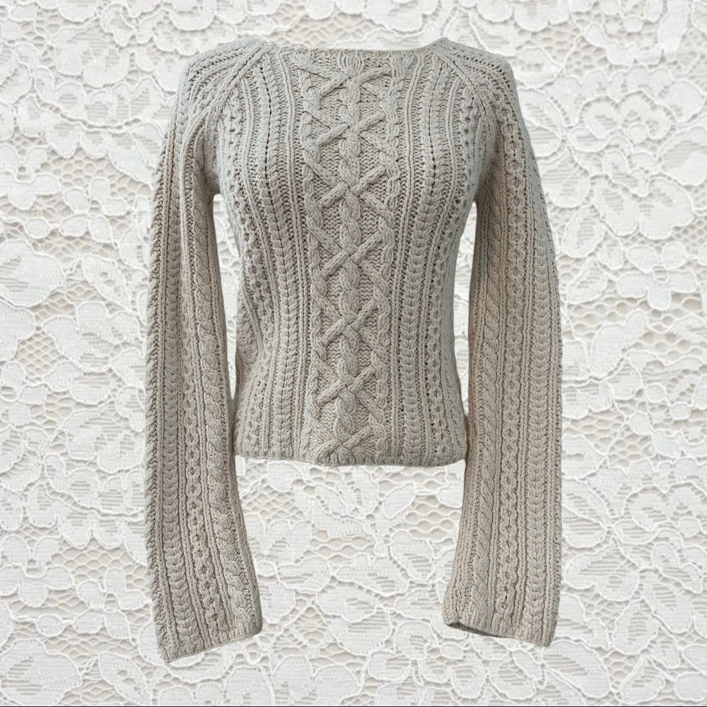 vintage abercrombie & fitch cream knit sweater